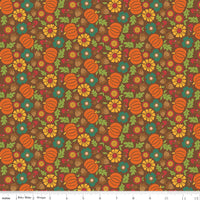 Autumn Afternoon Fabric - Pumpkins Brown - Heather Peterson - Riley Blake Designs - C14871-BROWN