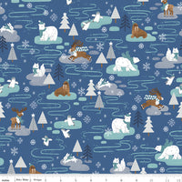 Northern Lights Flannel Fabric Main Ocean - Natalia Juan Abello - Riley Blake Designs - F15000-OCEAN