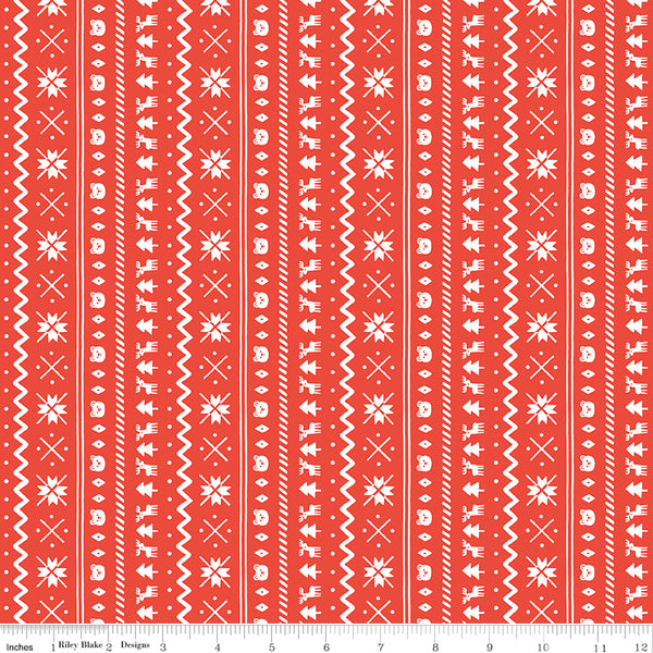 Northern Lights Flannel Fabric Fair Isle Red - Natalia Juan Abello - Riley Blake Designs - F15002-RED